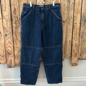 SafTBak Carpenter Jeans Men 36 Double Knee Flannel Lined Denim Blue Work Hunting